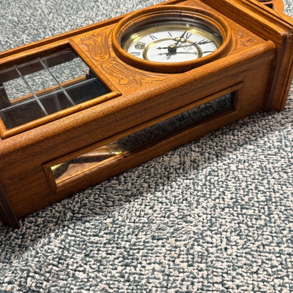 Centennial Parlor Clock No. G1299 The Time Co Wood Wall Pendulum Roman Numeral